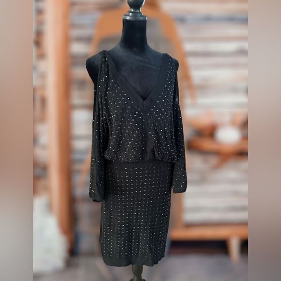 🔥🔥Faith Connexion Embellished Studded V Neck Slouchy Mini  Dress Size S - Picture 4 of 16